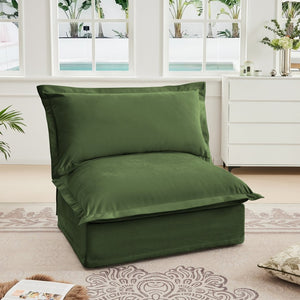 English Elm Koala Armless Chenille Sofa Deep Seat Wraparound Pillows for Modern Living Rooms Green W3041P240136