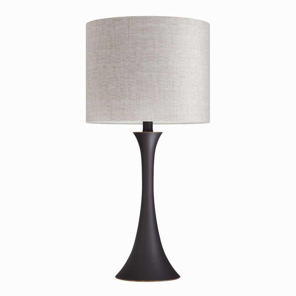English Elm Lenuxe 24" Contemporary Metal Table Lamp Set of 2 in Oil Rubbed Bronze with Natural Linen Shade, 3-Way B202P224074