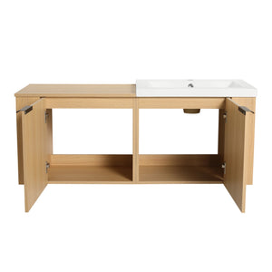 English Elm 48 Modern Bathroom Vanity Sink Combo with Soft-Close Doors, Engineered Wood, Spacious Storage, Easy Assembly Oak W1972S00013