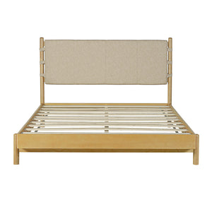 English Elm Christopher Knight Home® - Premium Rubber Wood Platform Bed Frame - Stylish Queen Bed With Beige Headboard, Mid-Century Design N770P288638A_N770P288639A