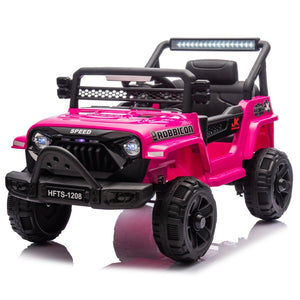 English Elm 12v Kids Electric Ride on Truck with Parental Remote Four Wheel Suspension and Led Lights Pink W1578P187456