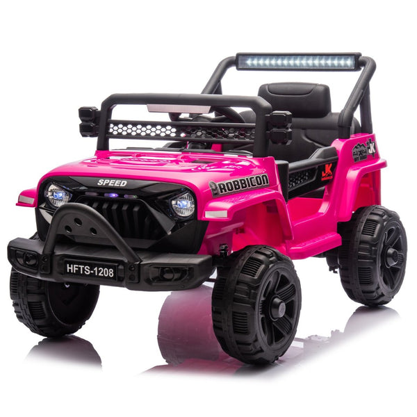 English Elm 12v Kids Electric Ride on Truck with Parental Remote Four Wheel Suspension and Led Lights Pink W1578P187456