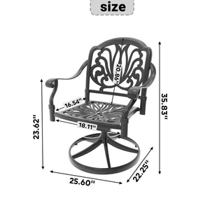 English Elm Cast Aluminum Swivel Patio Chair Set with Ornate Frame and All-weather Cushions W1710S00671
