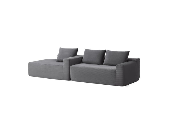 English Elm 105" Cloud Modular Sectional Corduroy Upholstered Deep Seat Sofa for Living Room W3975S00011