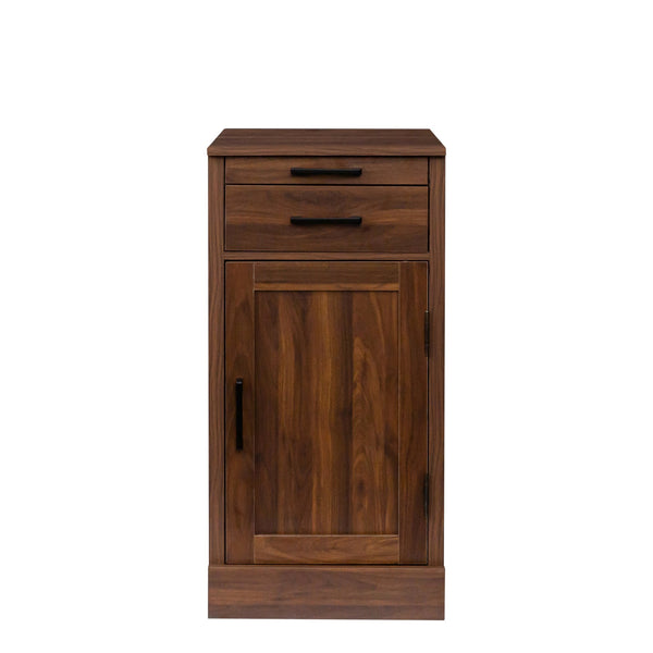 English Elm brown walnut modular wine bar cabinet with hutch – versatile buffet storage, drawer, shelf & display for dining room W331P213375