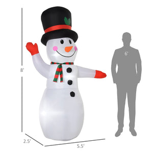 English Elm Christmas Inflatable Snowman 8 Foot Led Lit Self Inflating Outdoor Yard Decor T3971P383924