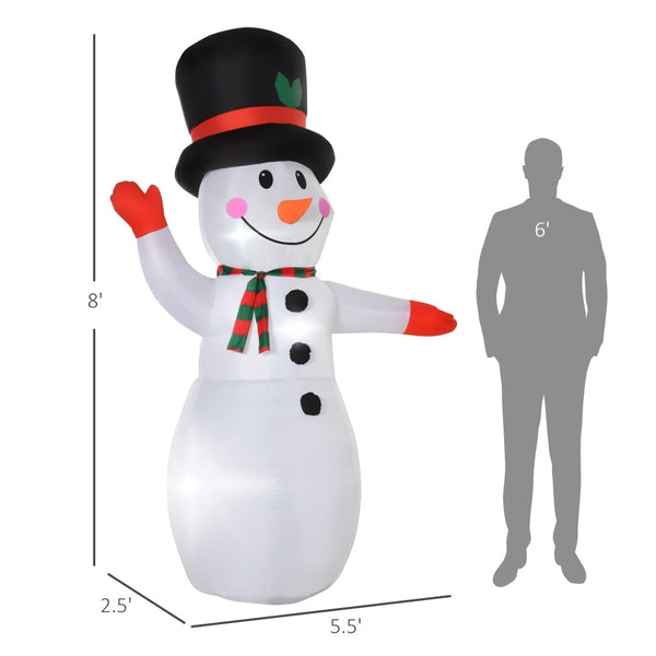English Elm Christmas Inflatable Snowman 8 Foot Led Lit Self Inflating Outdoor Yard Decor T3971P383924