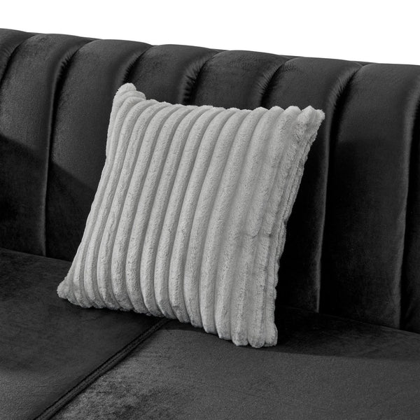 English Elm 89 Inch Italian Velvet Tufted Sofa Gold Steel Trim Victorian Glam Living Room Couch W1191S00051