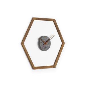 English Elm Tuva Hexagonal Wall Clock with Solid Wooden Frame — Minimalist Modern Design, Easy-to-Read Face Yellow B029P331487