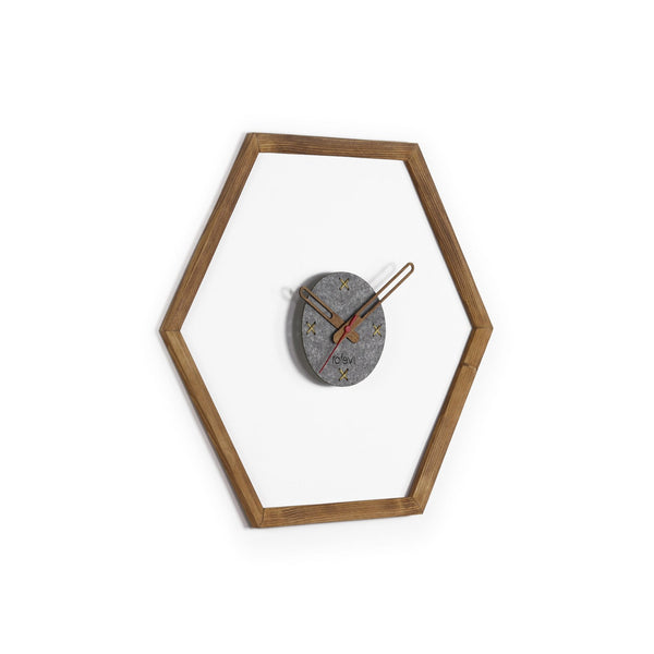 English Elm Tuva Hexagonal Wall Clock with Solid Wooden Frame — Minimalist Modern Design, Easy-to-Read Face Yellow B029P331487