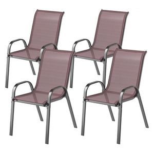 English Elm Stackable Outdoor Dining Chairs Set of 4 Mesh Back Patio Seating with Steel Frame T3971P444980