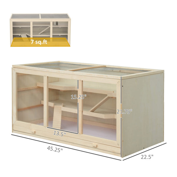 English Elm Pawhut Solid Wood Outdoor Cat House Two Story Shelter with Balcony Asphalt Roof W2225P173815