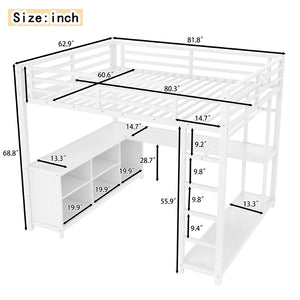 English Elm Metal Twin Xl Loft Bed with L Shaped Desk Wardrobe and Storage for Teens W1580S00368