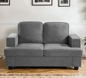 English Elm Modern Velvet Loveseat with Deep Seating and High-Density Foam, Loose Back Cushions, Wide Arms, Stylish Living Sofa for Home 93 Grey B2735P292321