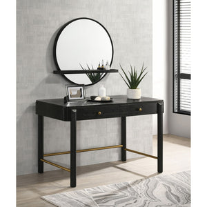 English Elm Anser Modern Coastal 2-Drawer Vanity Desk in Black with Aged Brass Hardware and Rounded Legs — Stylish Console Storage B062P299883