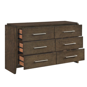English Elm Classic 6-Drawer Dresser in Rich Wood Finish with Durable Rubberwood Build, Smooth Glides, Chrome Pulls Dark Walnut 64.5 L x 21 W x 40 H B011P339692