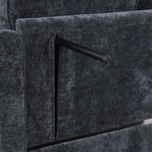 English Elm Two-Seater Chaise Lounge Sofa With Storage Footrest & Stylish Throw Pillows For Modern Living Spaces W487S00389-GIGA