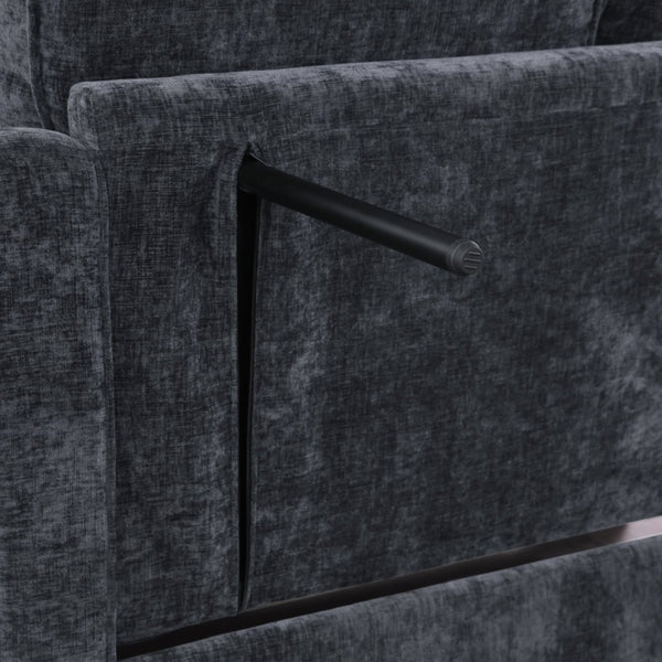 English Elm Two-Seater Chaise Lounge Sofa With Storage Footrest & Stylish Throw Pillows For Modern Living Spaces W487S00389-GIGA