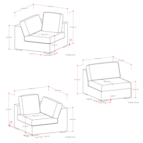 English Elm Jasmine 3-Seater Modular Sofa - Oversized Comfort In Cloud Grey Fabric, Family-Friendly & Durable B136P199243