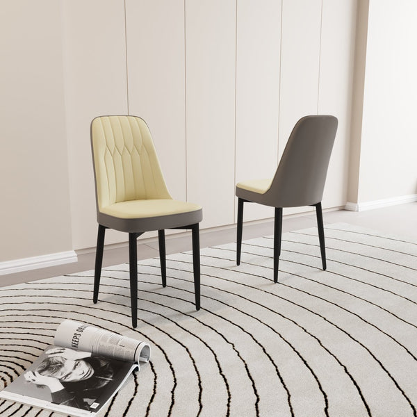 English Elm A Set Of 2 Modern Pu Leather Dining Chairs With Ergonomic Support & Stylish Black Metal Legs W2189P168412