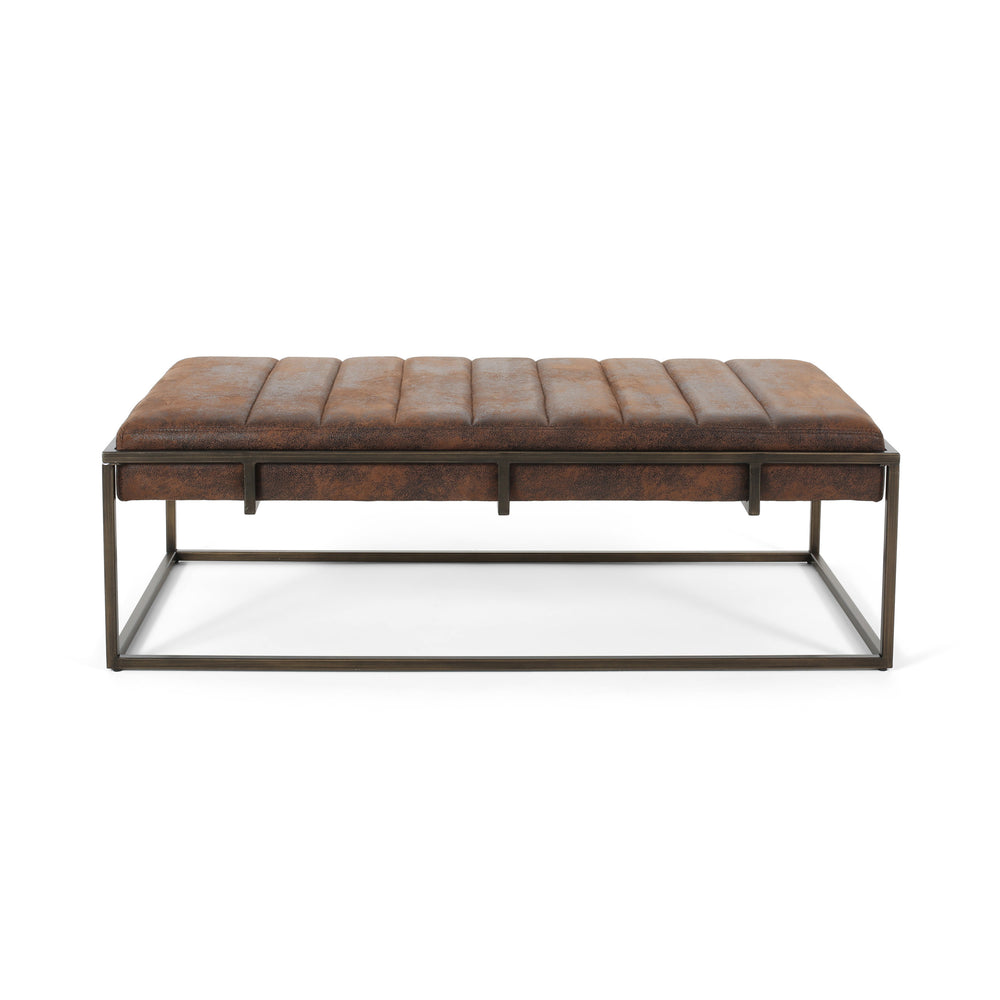 English Elm Christopher Knight Home® - Upholstered Metal Ottoman Bench - Stylish Brown Suede Seating For Modern Homes & Entryways N757P256384A