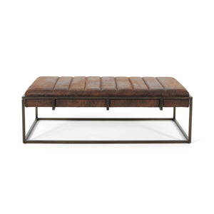 English Elm Christopher Knight Home® - Upholstered Metal Ottoman Bench - Stylish Brown Suede Seating For Modern Homes & Entryways N757P256384A