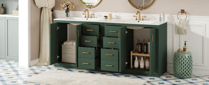 English Elm 72'' Elegant Bathroom Vanity With Ceramic Sink, Soft-Close Drawers & Solid Wood Storage Cabinet Set N710SS00013F