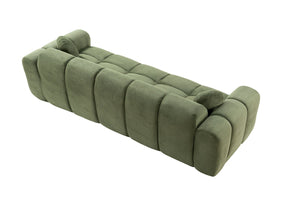 English Elm 98.4" Corduroy Cloud Puff Sofa Vacuum Packed 4-seater Living Room Couch with Pillows Green W5515P477307