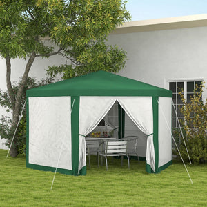 English Elm Outsunny 13' X 11' Hexagon Outdoor Party Tent - Uv-Resistant Canopy With Mesh Sidewalls & Accessories W2225P174143-GIGA