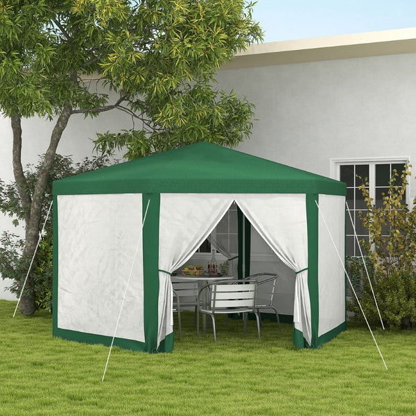 English Elm Outsunny 13' X 11' Hexagon Outdoor Party Tent - Uv-Resistant Canopy With Mesh Sidewalls & Accessories W2225P174143-GIGA