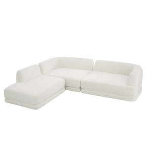 English Elm 115" L-shaped Sectional Three Piece Deep Seat Chaise Sofa for Modern Living Rooms Beige N767P385430A