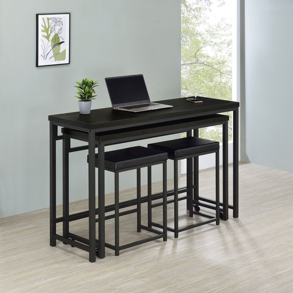 English Elm Klekner Black 4-Piece Counter Height Table Set with Nesting Tables & Stools, Space-Saving Chic Finish B062P353238