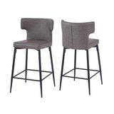 Christopher Knight Home® - Noble House - - 28Inch Counter Height Bar Stools Set Of 2, Modern Bar Upholstered Chairs With Pu Leather, Metal Footrest And Frame For Kitchen Island, Bar Table, Dining Room, Gray