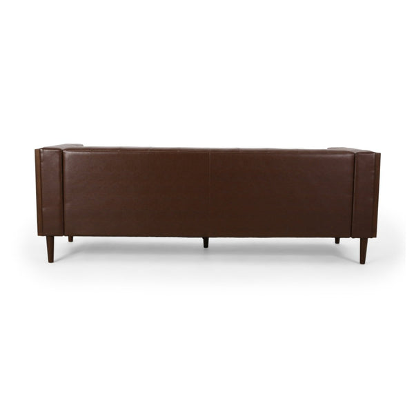 English Elm 3-seater Diamond Tufted Contemporary Sofa Deep Seated Living Room Couch with Pillows Dark Brown 70630.00ADBRN_70630.00BDBRN