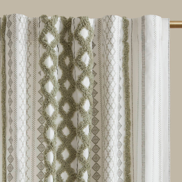 English Elm 1 Elegant 50X84" Cotton Curtain Panel With Chenille Stripe, Lined For Privacy & Soft Texture B035P319830