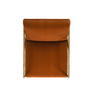 English Elm Jennifer Taylor Home - Aerin Hammered Brass Upholstered Accent Arm Chair with Performance Velvet, Sturdy Iron Frame, 34"L Burnt Orange B2719P238265