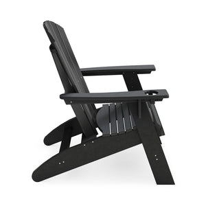 English Elm Adirondack Hdpe Poly Lumber Chair with Cup Holder for Patio Garden Poolside Black B195P198766