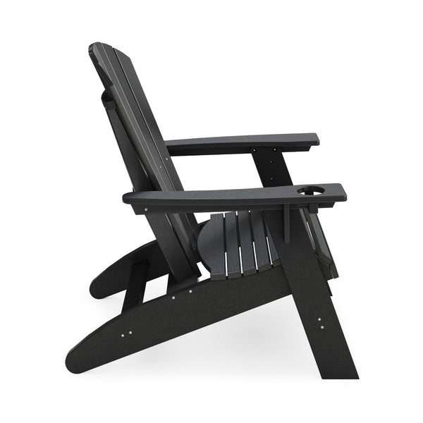 English Elm Adirondack Hdpe Poly Lumber Chair with Cup Holder for Patio Garden Poolside Black B195P198766