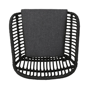 English Elm Rodney Polyethylene Rattan Accent Chair Set Woven Over Steel Frame for Modern Living 65036.00GRY