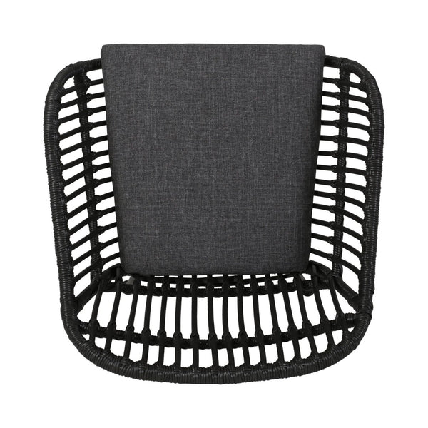 English Elm Rodney Polyethylene Rattan Accent Chair Set Woven Over Steel Frame for Modern Living 65036.00GRY