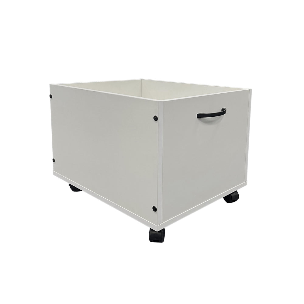 English Elm White Sleek Toy Box Set of 2 with Wheels and Drawer Pulls — Modern Mobile Pine Storage for Kids Rooms B062P209326