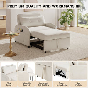 English Elm Christopher Knight Home® - (Old 3-in-1 Convertible Sleeper Sofa Bed with Pillow & Pocket, Compact Loveseat with Pull-Out Bed and Wheels Beige N765P34284849W