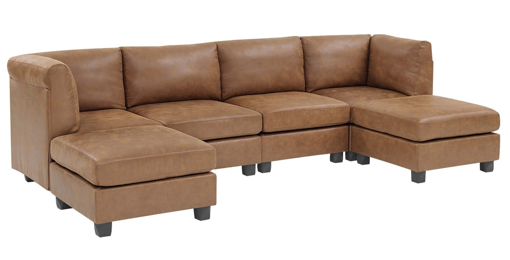 English Elm Faux Leather Modular Sectional Sofa Flexible Pu Upholstered Living Room Seating B2748S00045