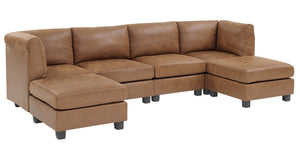 English Elm Faux Leather Modular Sectional Sofa Flexible Pu Upholstered Living Room Seating B2748S00045
