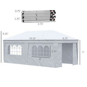 English Elm Outsunny 10' X 19.5' Pop Up Canopy Tent With Adjustable Height, Sidewalls, And Wheeled Carry Bag For Events W2225P174150-GIGA
