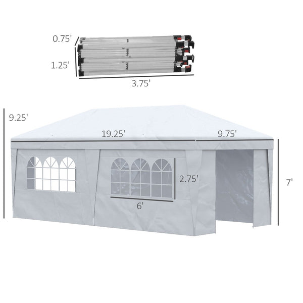 English Elm Outsunny 10' X 19.5' Pop Up Canopy Tent With Adjustable Height, Sidewalls, And Wheeled Carry Bag For Events W2225P174150-GIGA