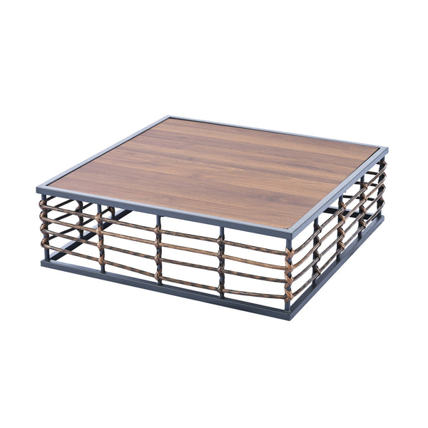 English Elm TOPMAX Modern Minimalist 7-Piece Metal Patio Sectional Sofa Set with All-Weather Rattan, Cushions and Coffee Table for Versatile Indoor Outdoor Entertaining DARK GREY SP100026AAE