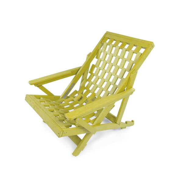 English Elm Pinecrest Outdoor Folding Lounge Chair Recycled Hdpe Reclining Patio Seat with Cushion Yellow B2745P409697