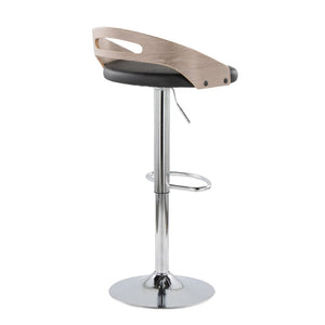 English Elm Adjustable Swivel Barstools Set of Two with Chrome Base Mid-century Kitchen Counter Seating Light Grey B202S01965
