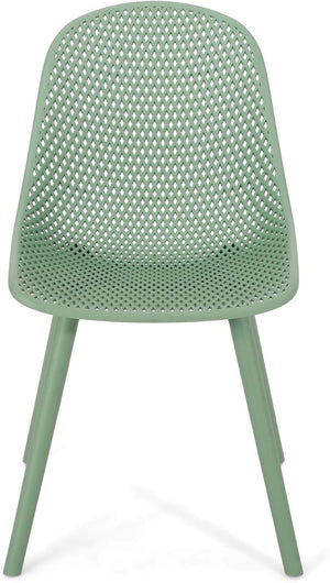 English Elm Christopher Knight Home® - POSEY Weather-Resistant Outdoor Dining Chairs Set of 4 with Perforated Diamond Mesh for Durability Green 28 L x 26 W x 18.75 H N776P243037G
